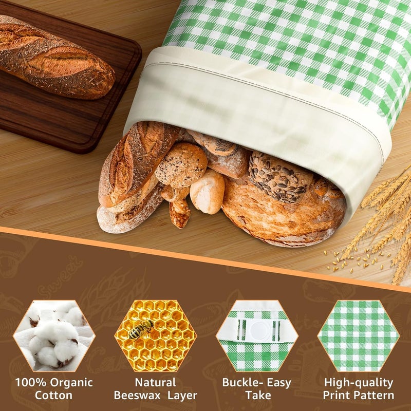 GCTGCT Large Beeswax Bread Bags for Sourdough, 13"W x 17"H Reusable Cotton Material, Ideal for Sourdough Bread Storage to Keep Fresh Lock Moisture Bread Boxes (2 Pack) - Image 4